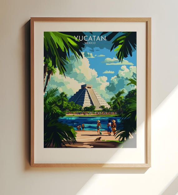 Chichen Itza Mexico Travel Print Yucatan Art Wall