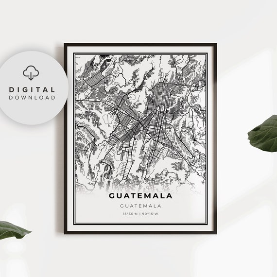 Guatemala City Map Print Art Poster Street Road Gift Np524