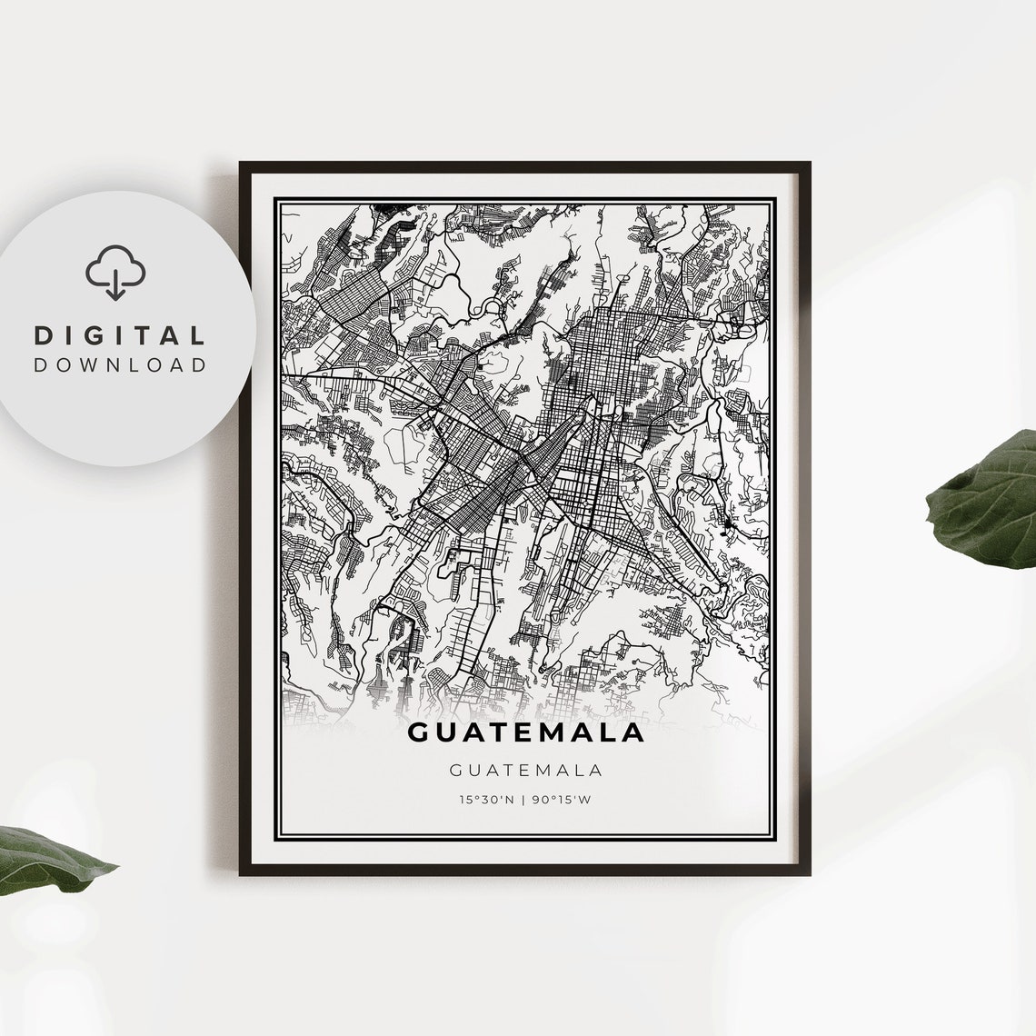 Guatemala City Map Print Art Poster Street Road Gift Np524