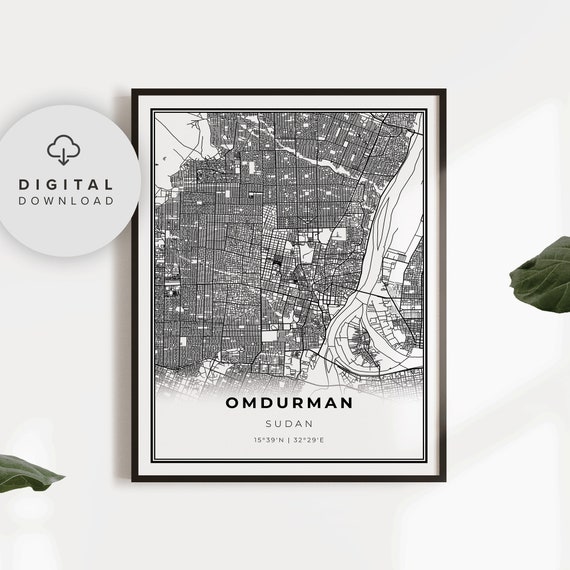 Omdurman Map Print Sudan Art Poster City Street Road Prints Gift For Realtor Np428