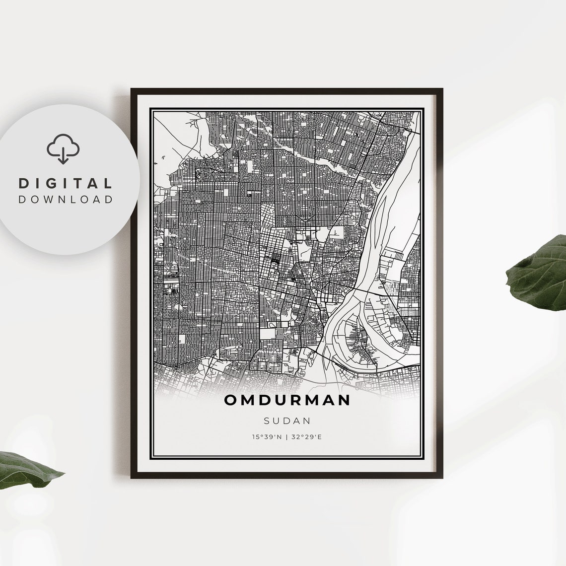 Omdurman Map Print Sudan Art Poster City Street Road Prints Gift For Realtor Np428