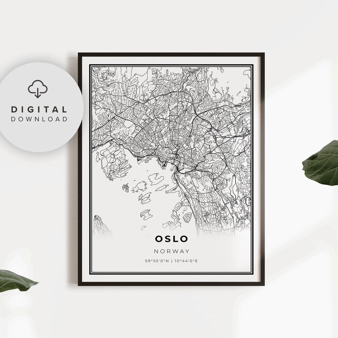 Oslo Map Print Norway City Poster Street Road Office Art Np483