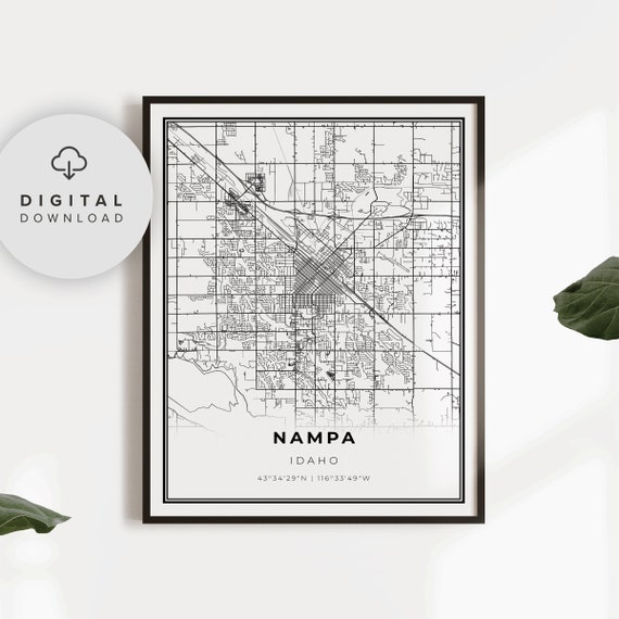Nampa Map Print Idaho Id Usa Art Poster City Street Road Gift Dad Np126