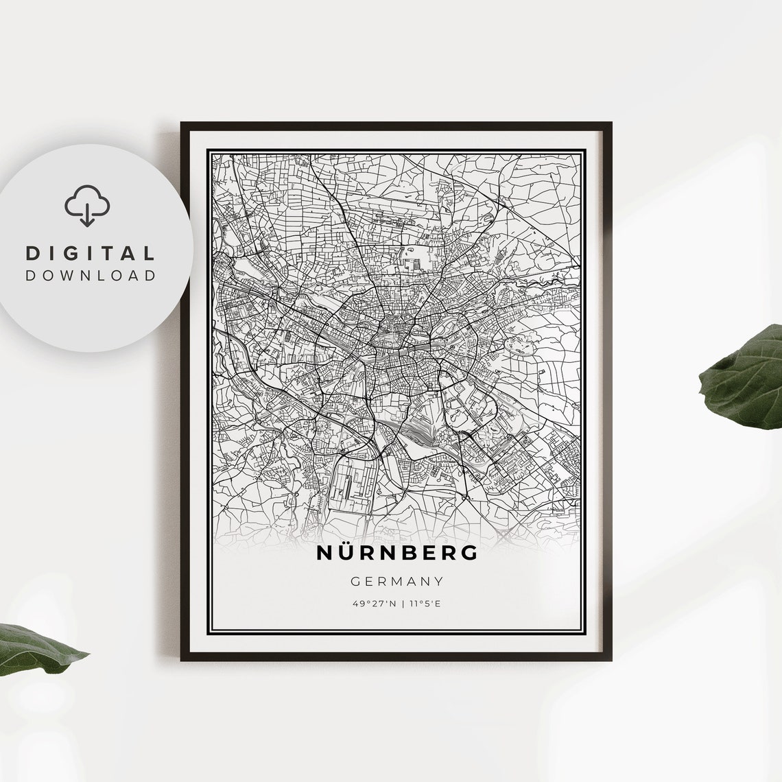 Nrnberg Map Print Nuremberg Germany Art Poster City Street Road Etsy Np816