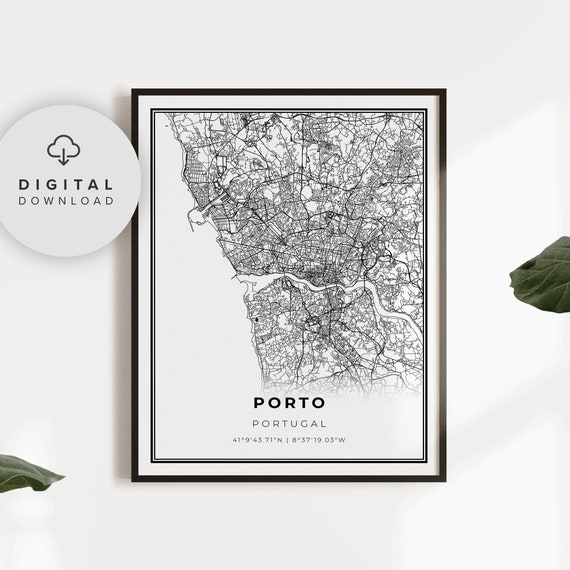 Porto Map Print Portugal Art Poster City Street Road Travel Np507