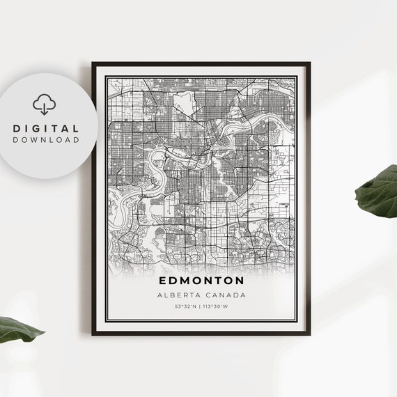 Edmonton Map Print Alberta Ab Canada Art Poster City Street Road Prints Np879