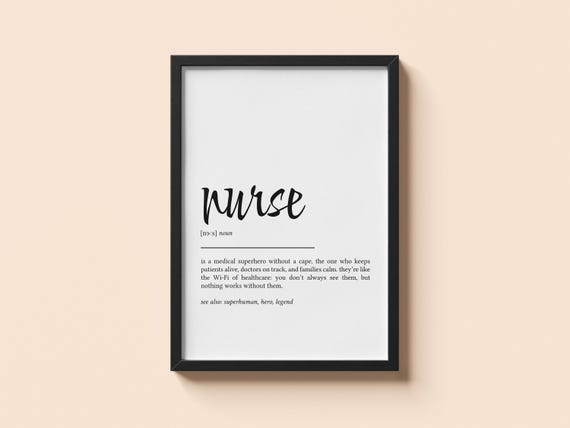 Nurse Wall Art Medical Definition Poster Gift For Graduation
