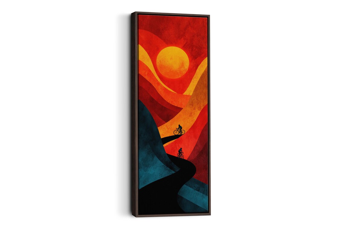 Cyclist Wall Art Modern Abstract Biking Print Vibrant Cycling Adventure Artwork