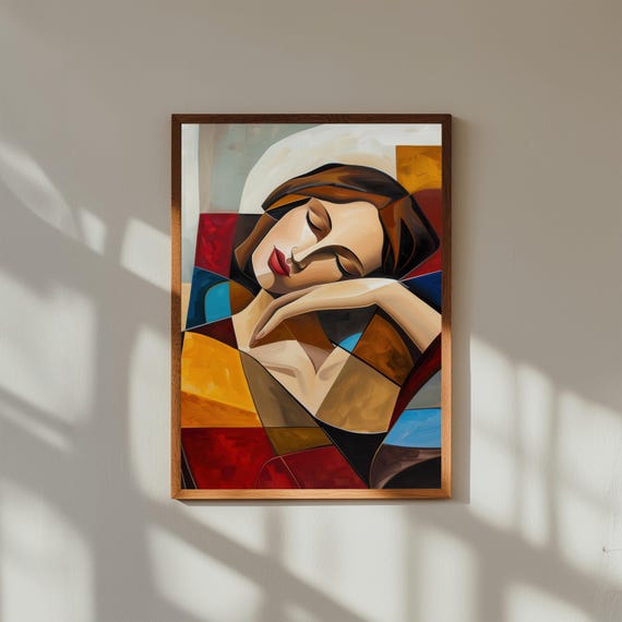 Picasso Le Rve Inspired Print Dreamlike Cubist Portrait