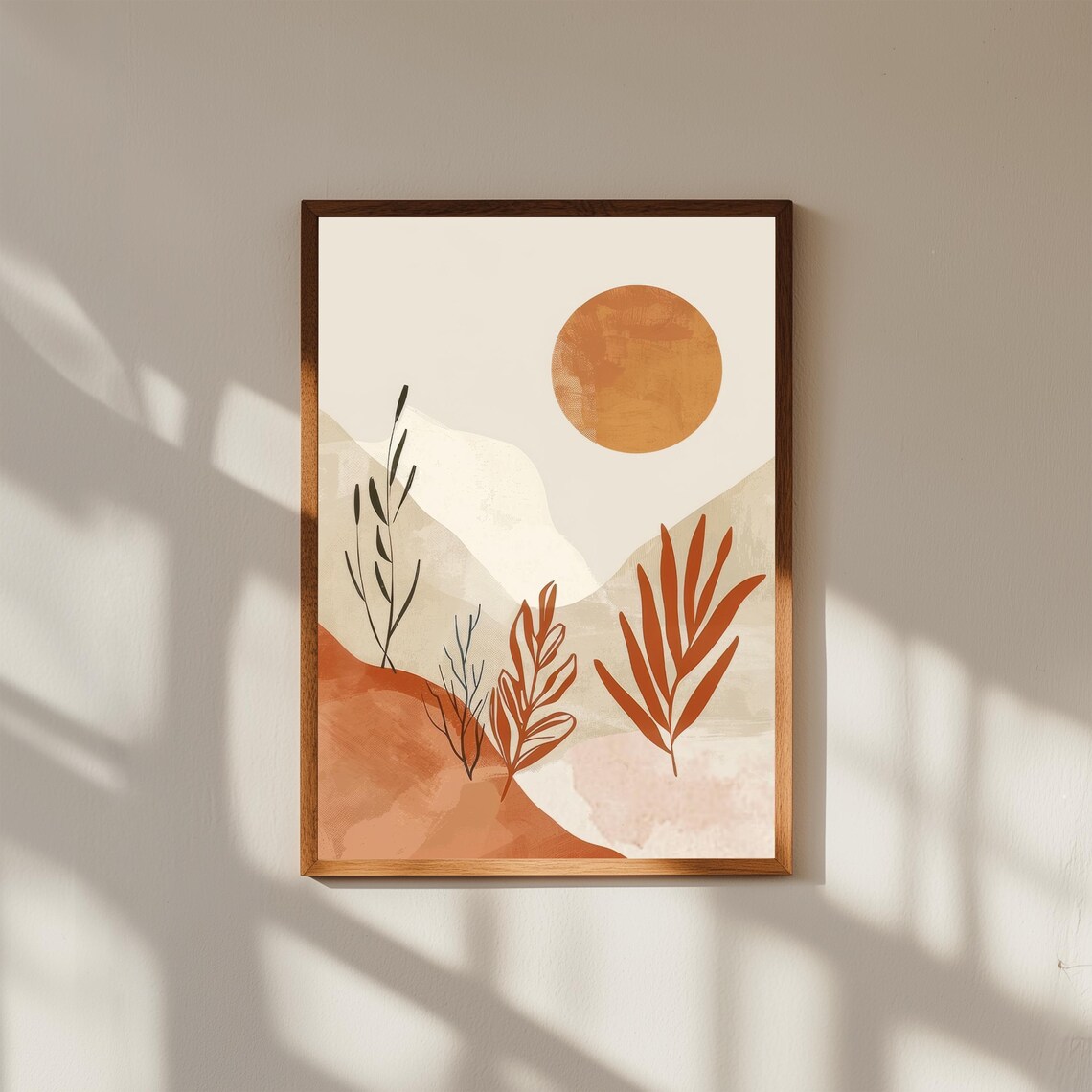 Boho Abstract Wall Art Print Framed Gicle Neutral Tones