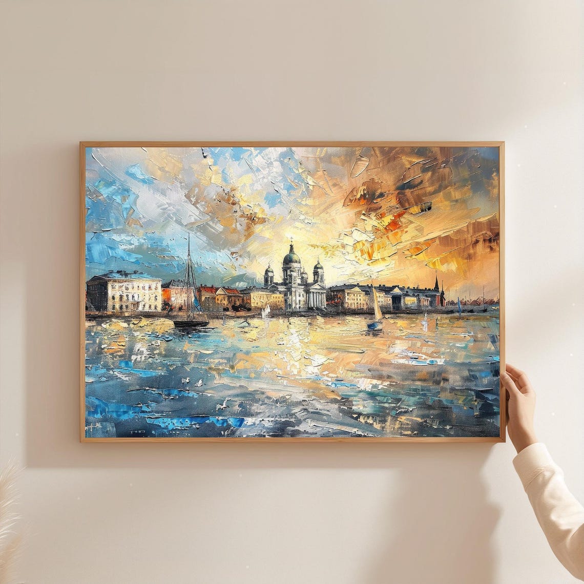 Helsinki Cathedral Art Print Finland Sunset Cityscape Oil Painting
