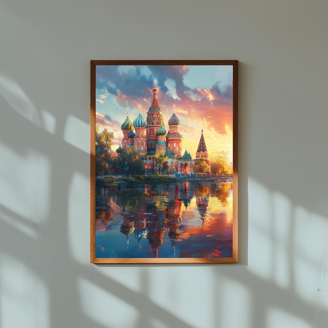 St Basils Cathedral Moscow Sunset Reflection Colorful Landmark Poster