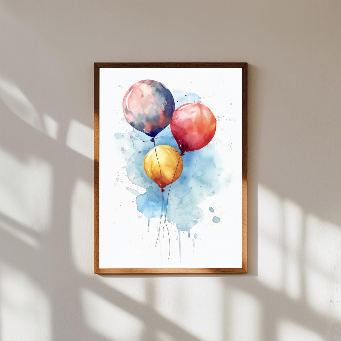 Pastel Balloon Watercolor Print Whimsical Nursery Art