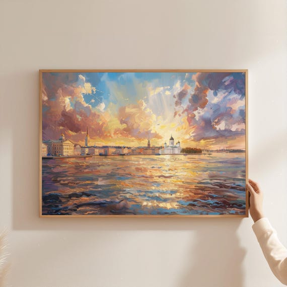 Helsinki Sunset Art Print Finland Cathedral Waterfront Cityscape