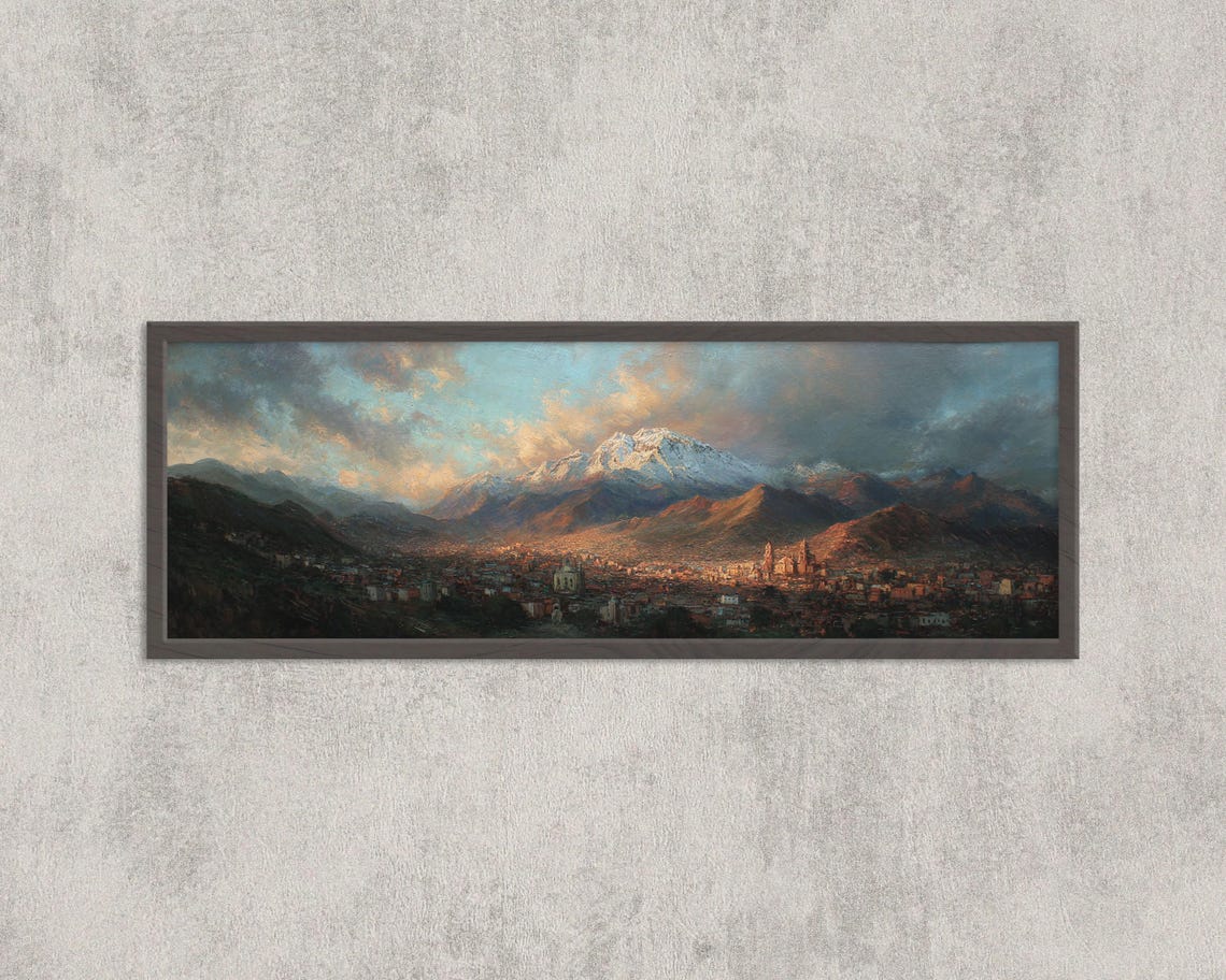 La Paz Bolivia Panorama Print Snow Capped Andes Sunset Cityscape