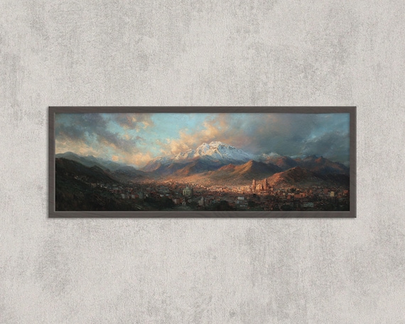 La Paz Bolivia Panorama Print Snow Capped Andes Sunset Cityscape