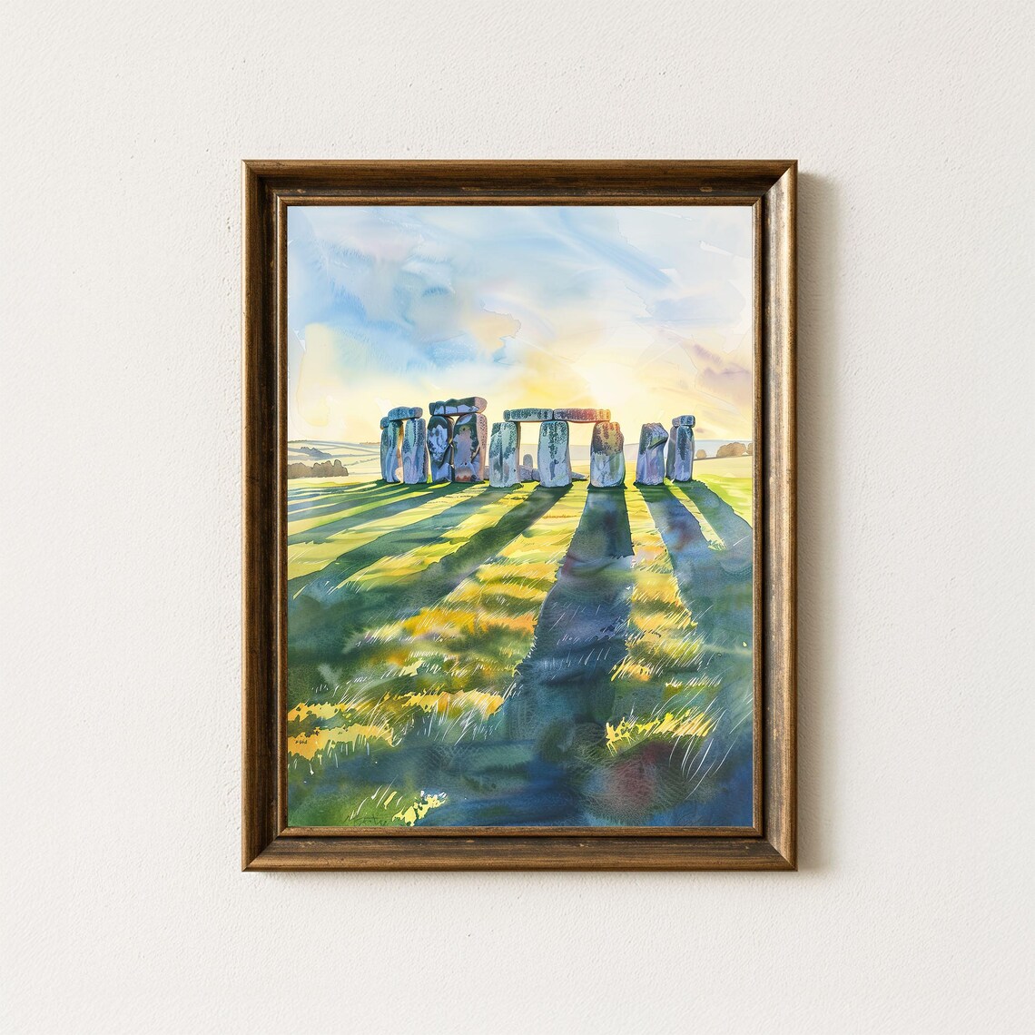 Stonehenge Watercolor Art Print, Ancient England