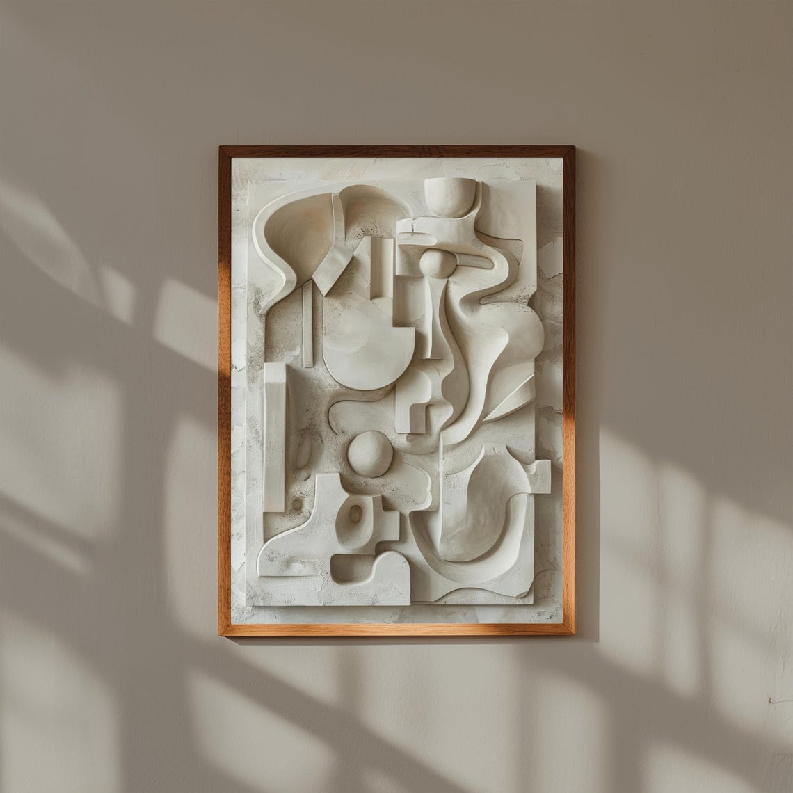 White Sculptural Organic Abstract Relief Biomorphic Wall Art