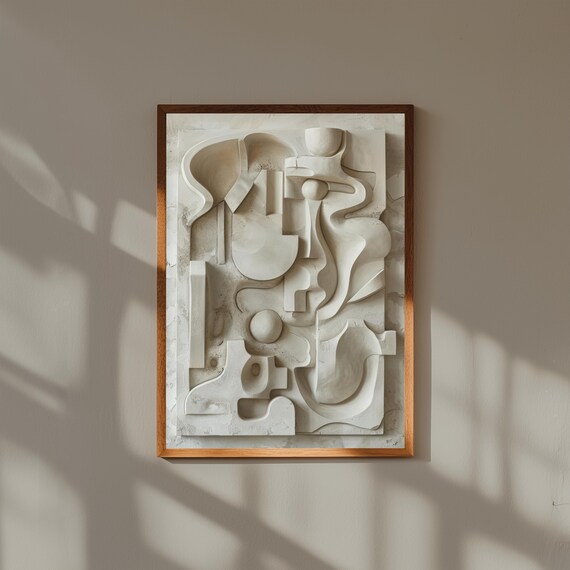 Abstract Relief Wall Art Print 3d Textured Modern Sculpture