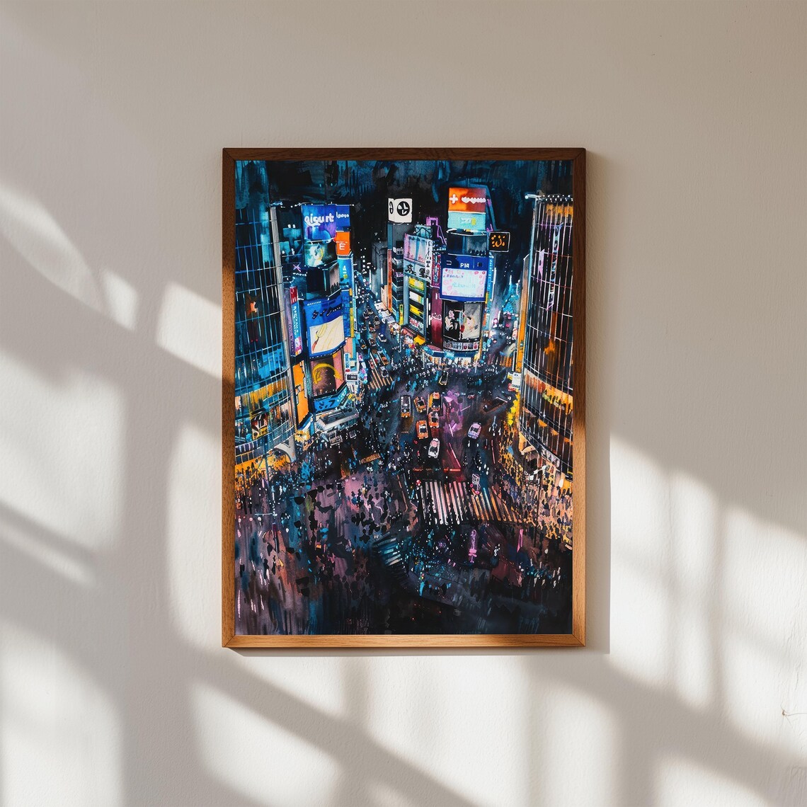 Shibuya Crossing Tokyo Neon Night Cityscape Street Art Poster