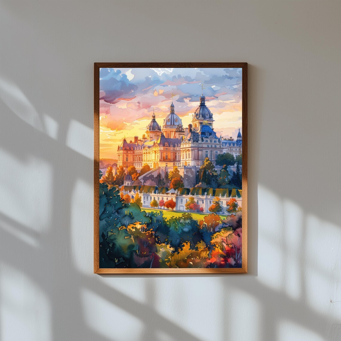 Versailles Palace Sunset Watercolor French Baroque Chateau Poster