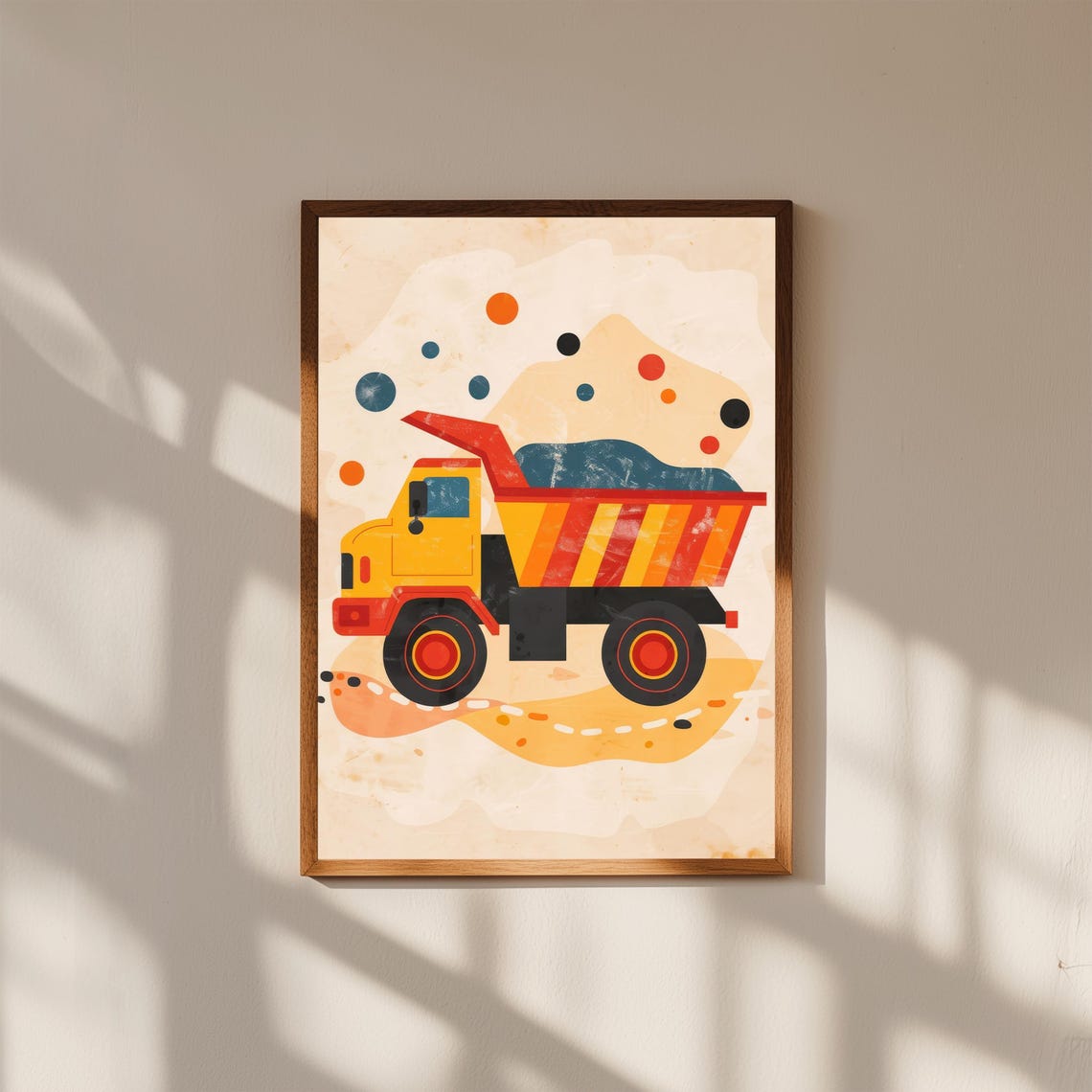 Dump Truck Nursery Art Colorful Construction Vehicle Poster