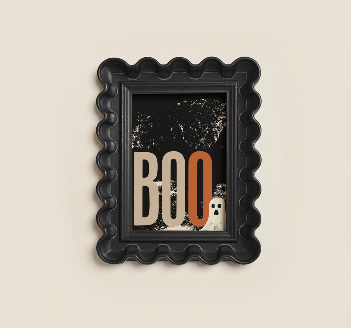 Boo Halloween Wall Art Bold Retro Typography Distressed