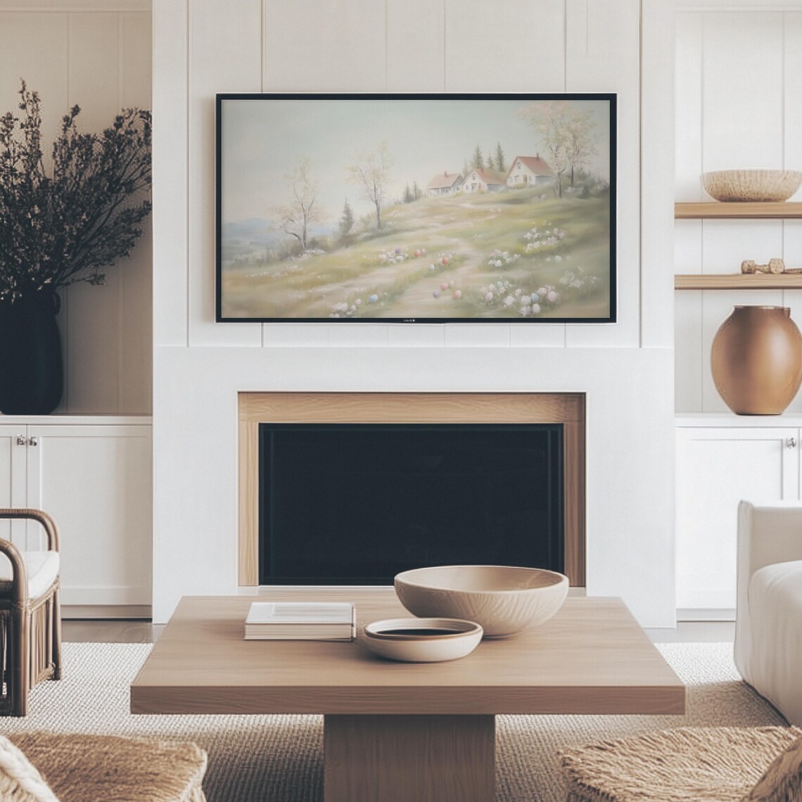 Vintage Easter Eggs Painting Frame Tv Art Moody Easter Village Frame Tv Floral Easter Decor Pastel Spring Scene Screensaver - Image 4