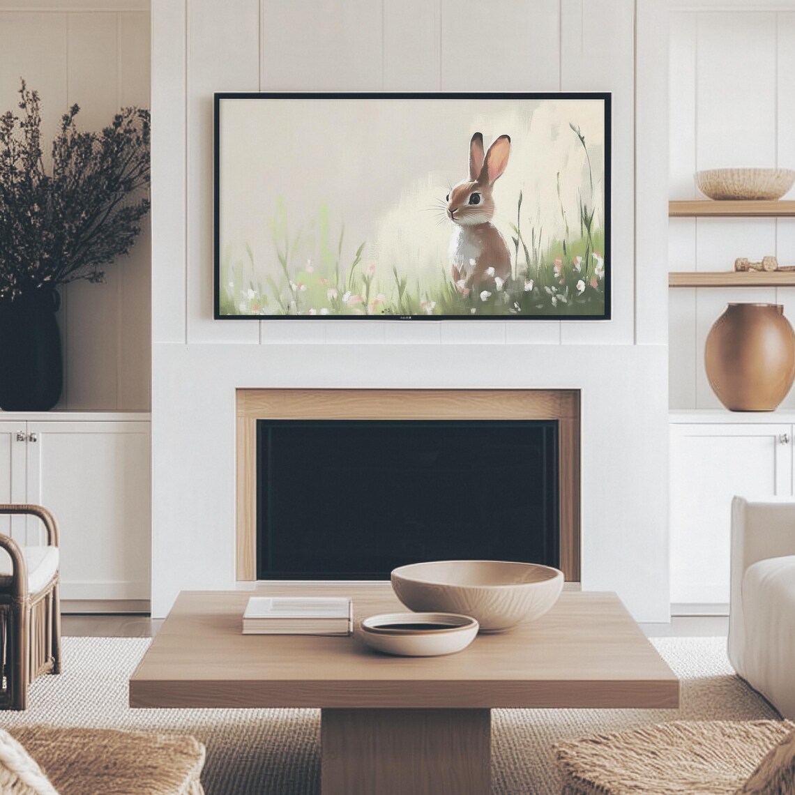 Little Brown Bunny Among Wildflowers Watercolor Animal Wall Art - Image 4
