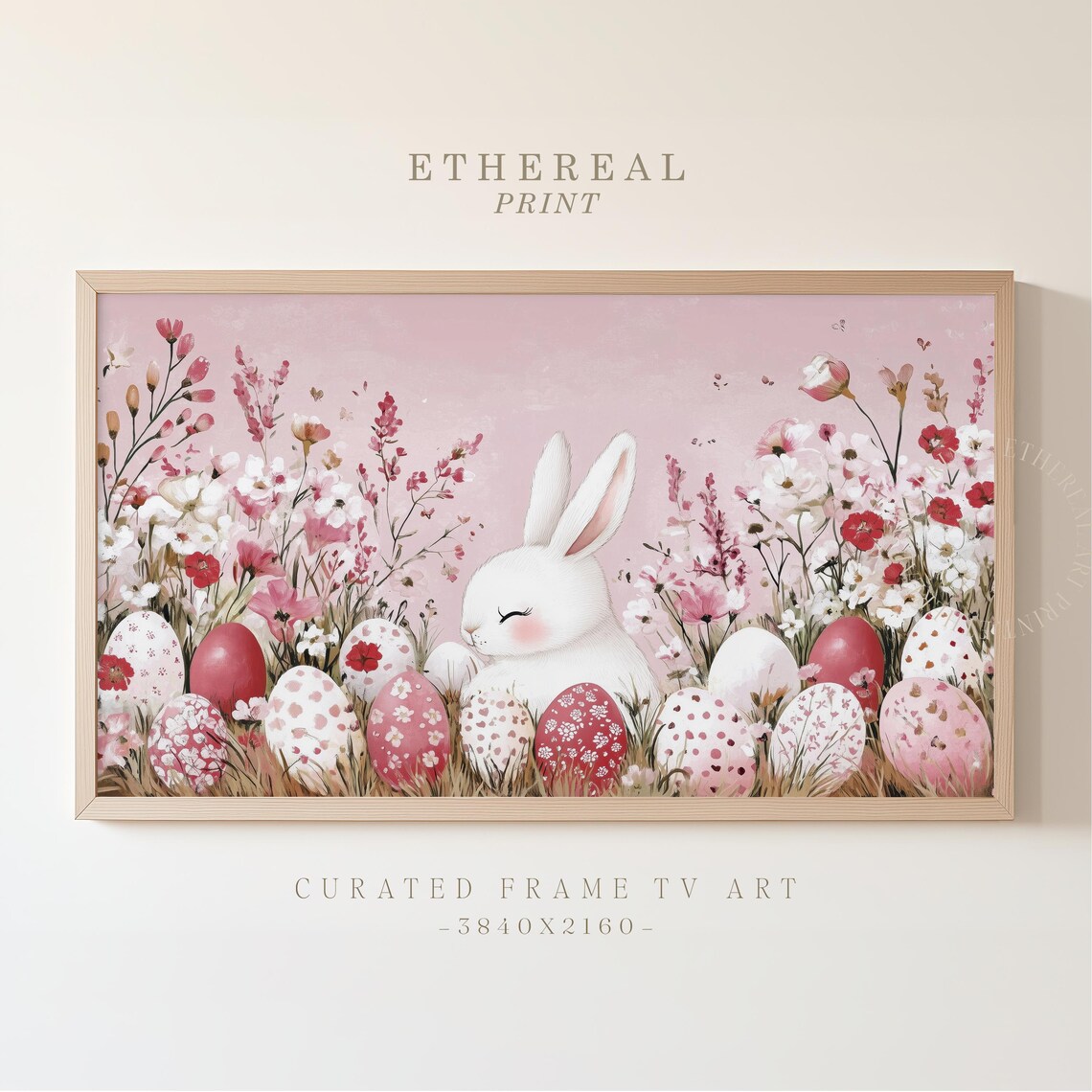 Easter Bunny Painting, Retro Spring Rabbit Decor