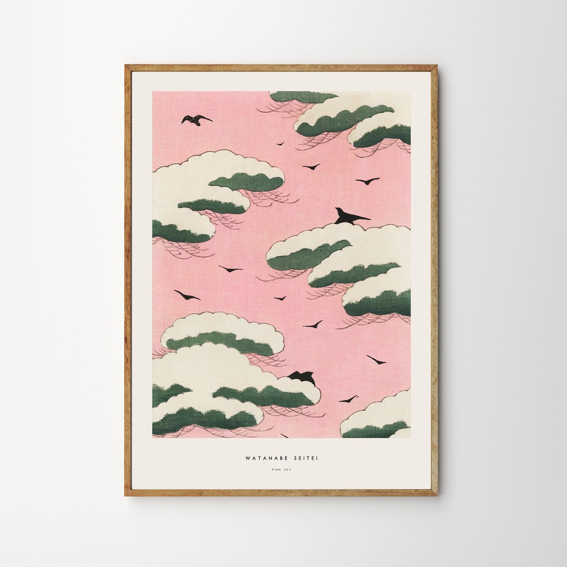 Japanese Print Pink Sky Bird Poster, Watanabe Seitei - Image 3