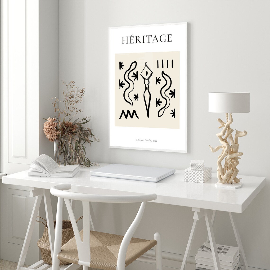Héritage French Abstract Tribal Line Art Gallery Exhibition Poster - Image 3