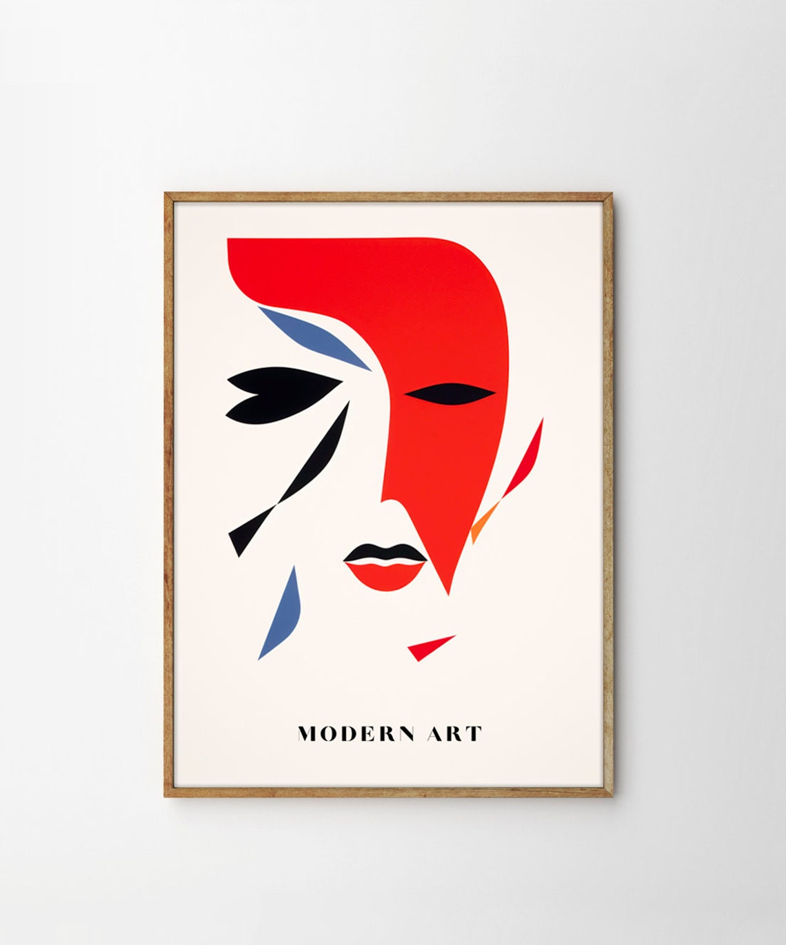Bold Red Black Modern Art Abstract Geometric Face Design Poster - Image 4