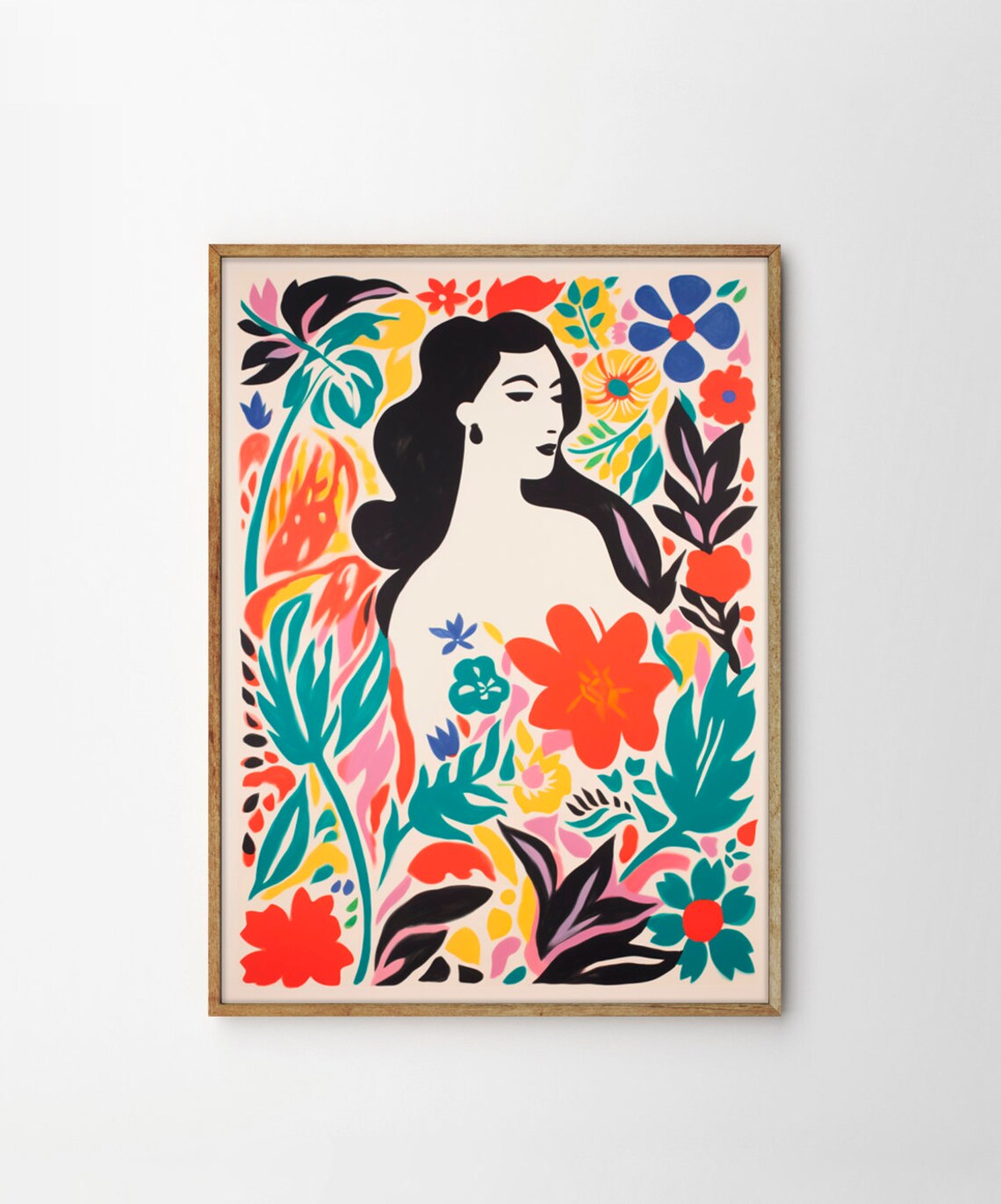 Elegant Woman Silhouette Colorful Flowers Tropical Botanical Poster - Image 4