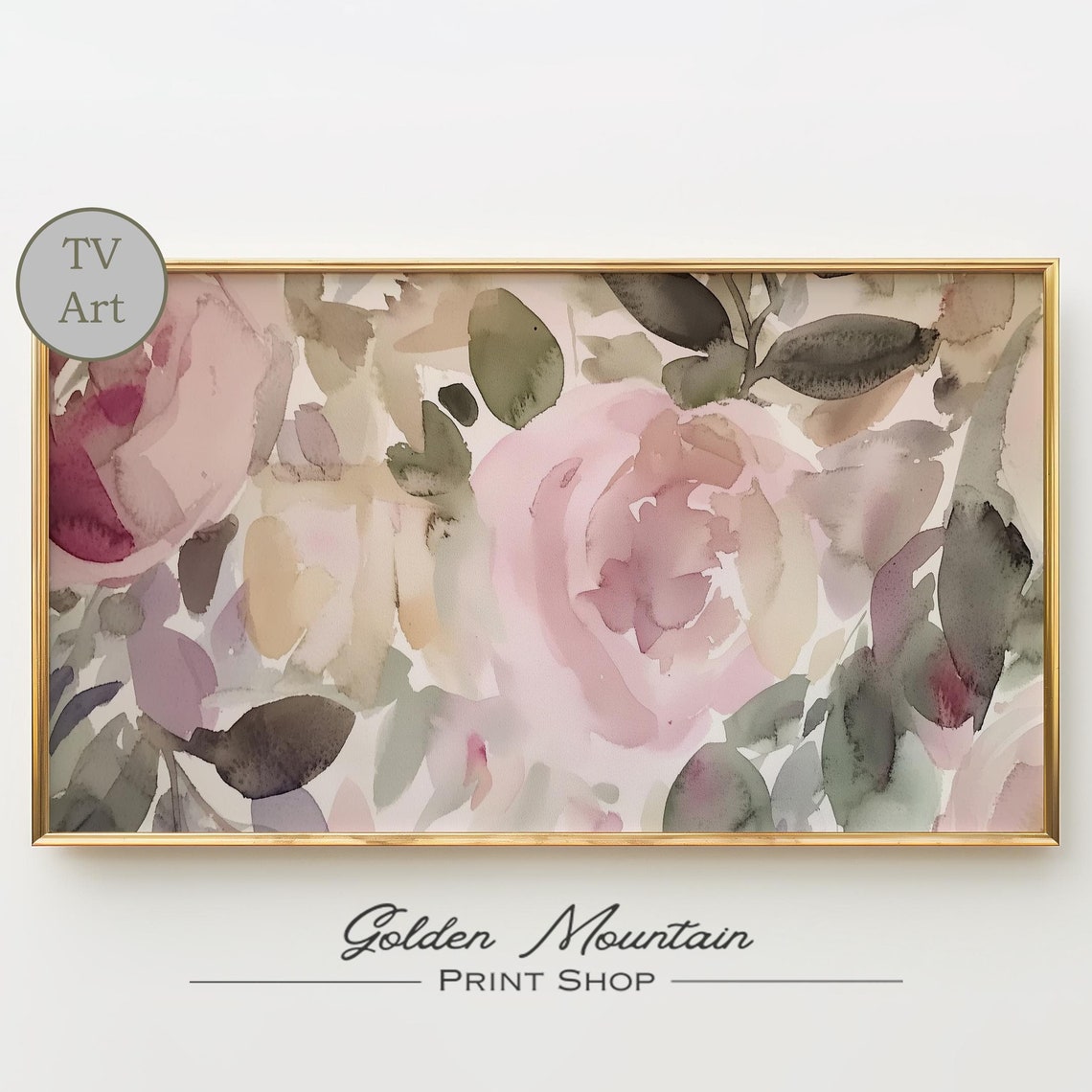 Blush Pink Roses Watercolor Soft Romantic Botanical Art Poster