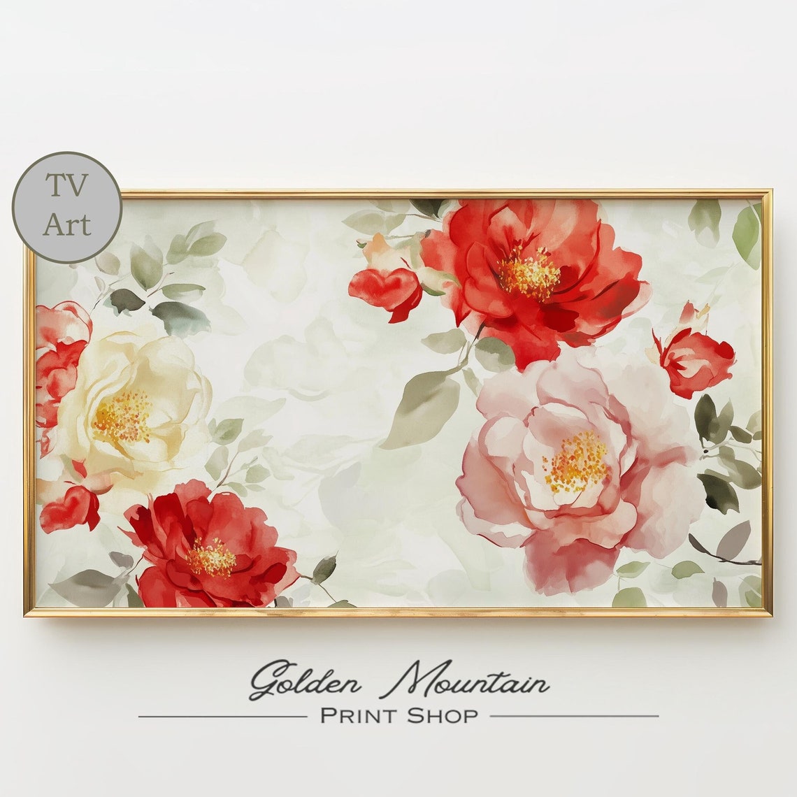 Red Abstract Wildflower Tv Art Spring Tv Art Flower Painting Farmhouse Tv Art Spring Decor Pink Flower Tv Art Floral Art