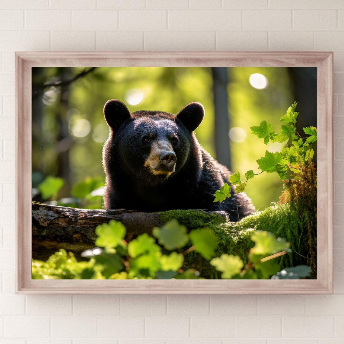 Black Bear Poster, Forest Mountain Nature Decor