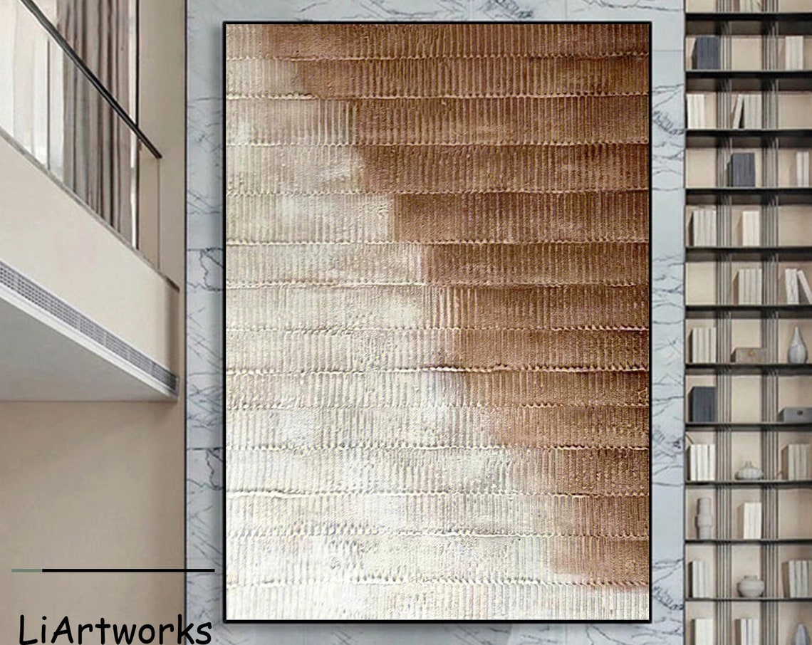 Abstract Textured Beige and Tan Ridged Painting Neutral Modern Poster