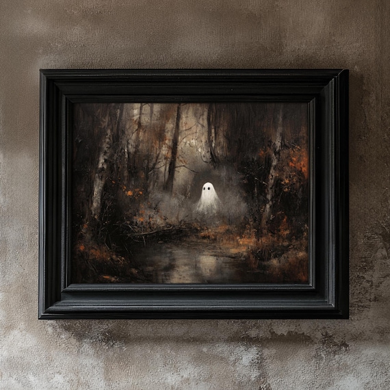 Tiny Ghost by Autumn Pond Vintage Halloween Forest Art Poster