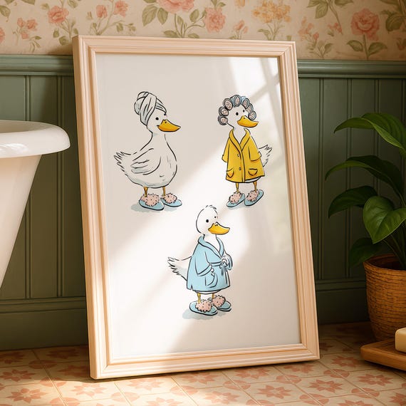 Cute Goose Bathroom Wall Print Animal Home Decor Cozy New Gifts Funny