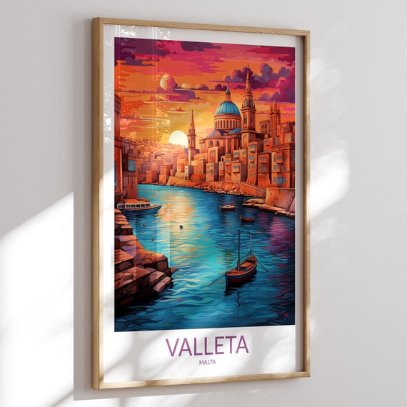 Valletta Print No 2 Valletta Poster Valletta Wall Art Valletta Art Print Valletta Artwork Valletta Travel Gift Malta