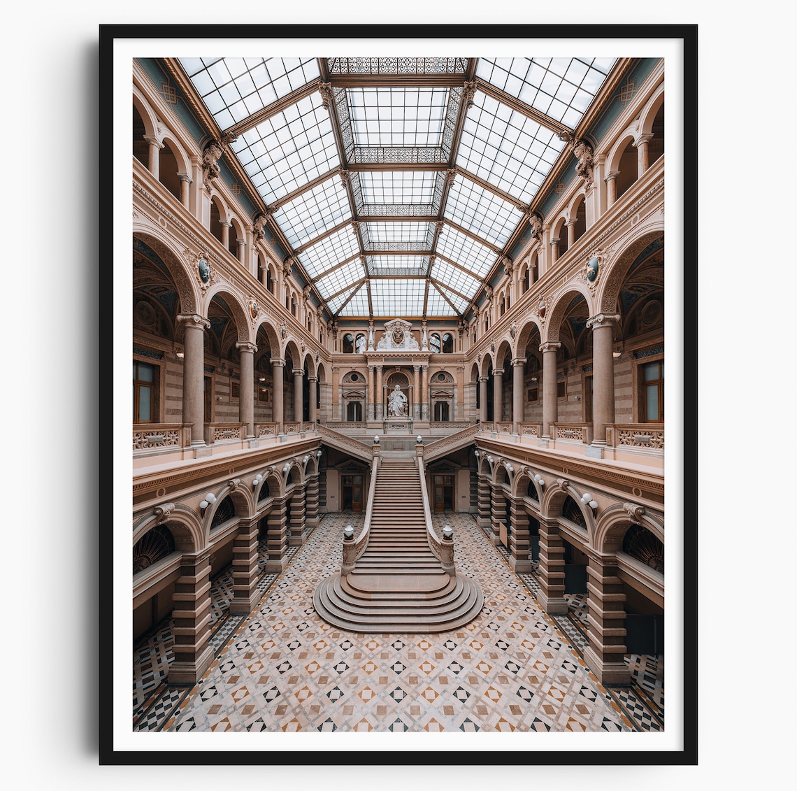 Grand Historic European Hall Glass Dome Ceiling Staircase Poster