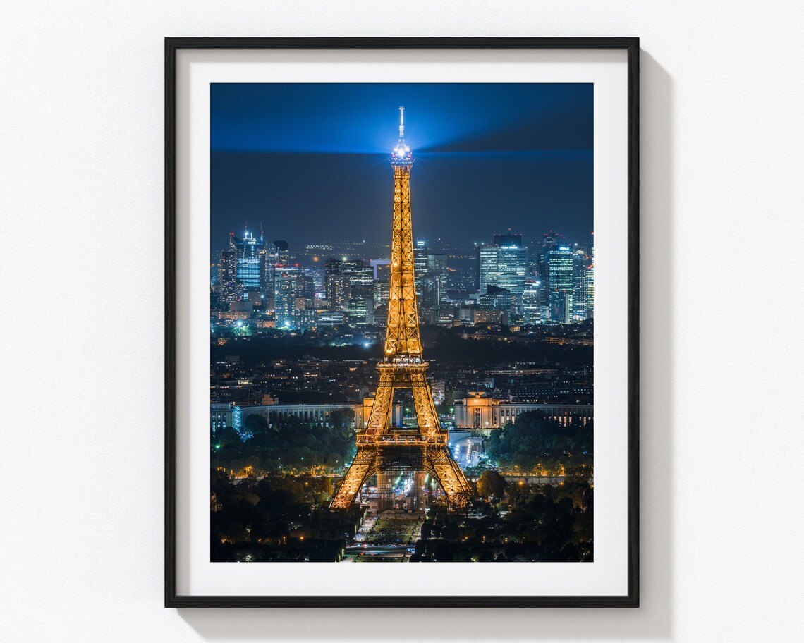 Paris Eiffel Tower Night Photo Print, Urban Travel