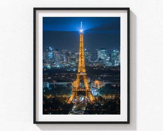 Paris Eiffel Tower Night Photo Print, Urban Travel