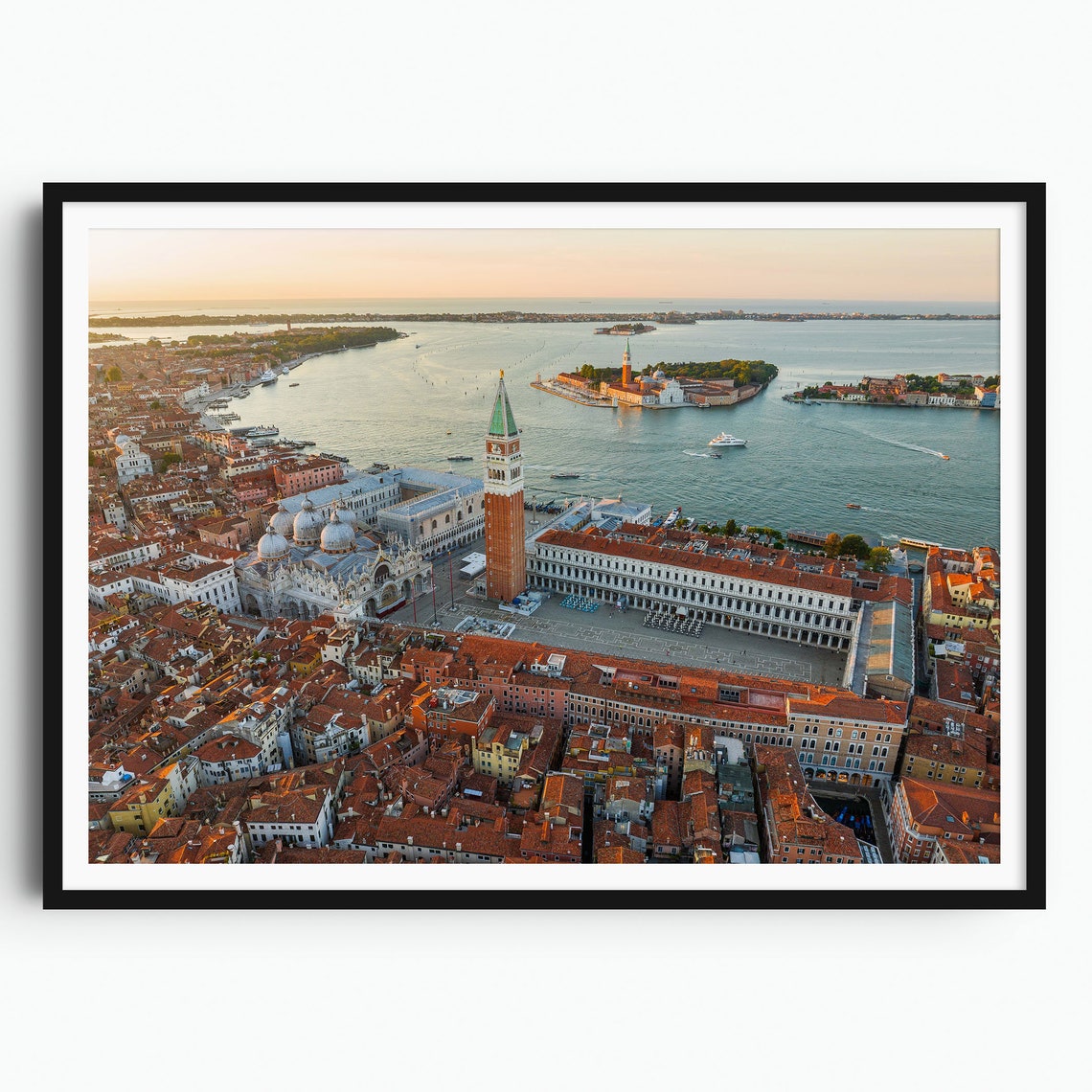 Venice St Marks Square Aerial Sunset Lagoon View Italy Art Poster