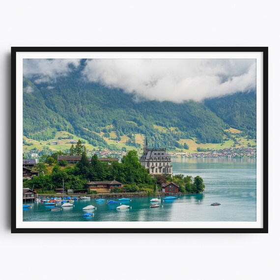 Iseltwald Print Interlaken Switzerland Print Swiss Alps Mountain Wall Art Travel Poster Travel Gift Photography Home Decor Brienz