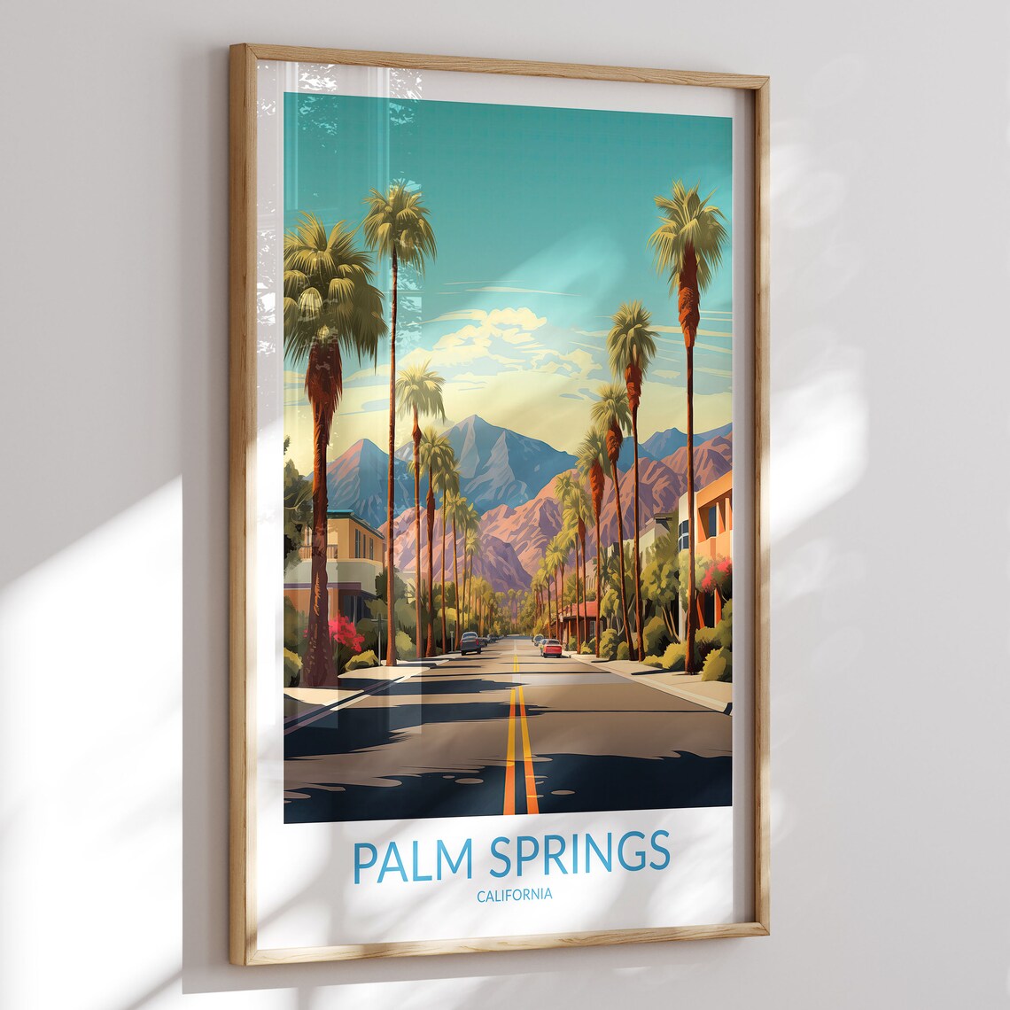 Palm Springs California Palm Avenue Classic Cars Mountain View Poster