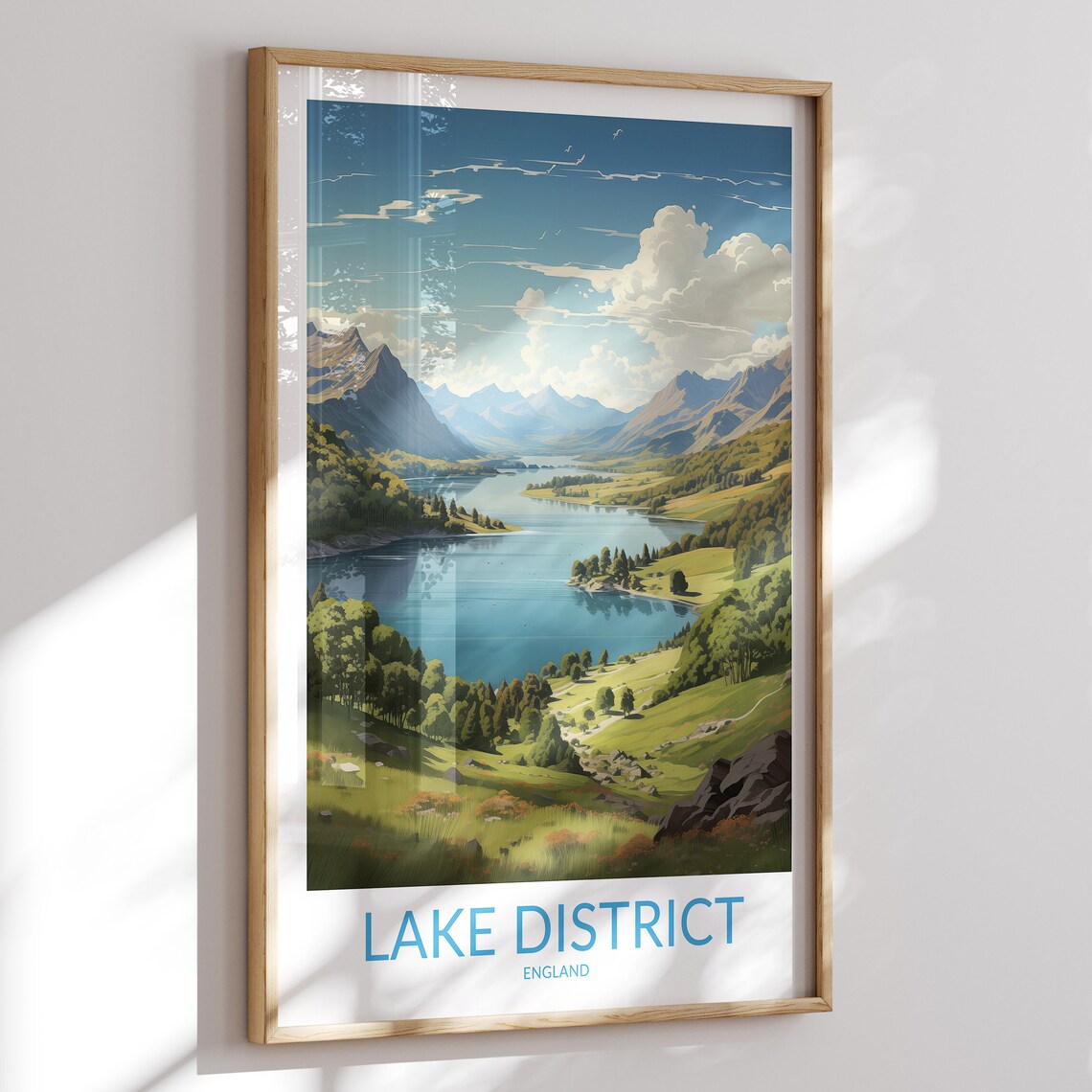 Lake District England Green Valley Lake Fells Panorama Poster