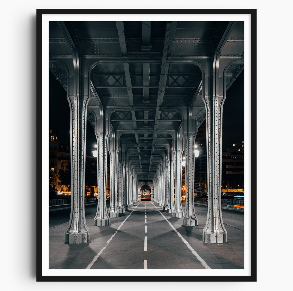 Pont de Bir Hakeim Bridge Night Steel Pillars Paris France Poster