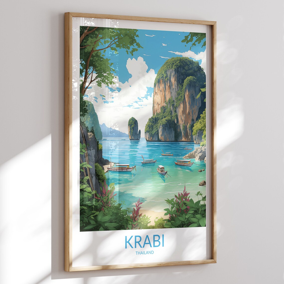 Krabi Thailand Hidden Cove Tour Boats Jungle Karst Cliffs Poster